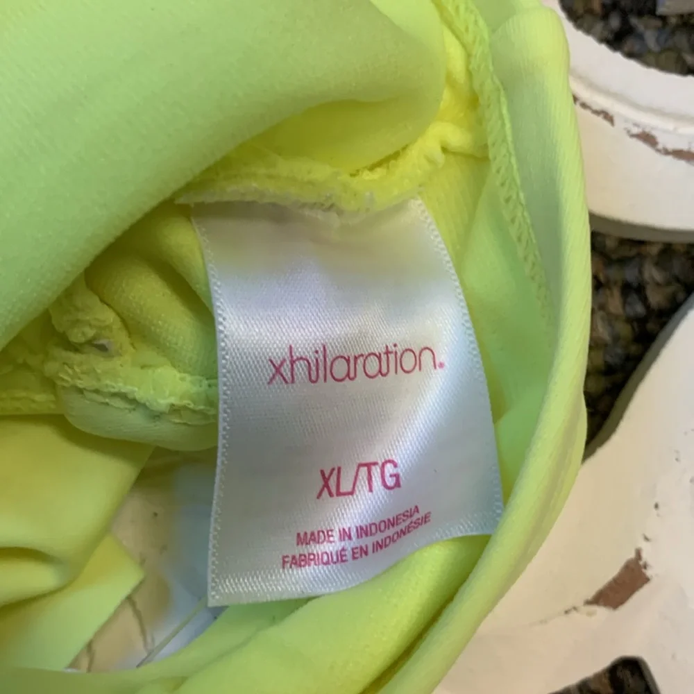 Xhilaration Neon Yellow Ruffle Tie Back Halter Bikini Top NWT Size XL
